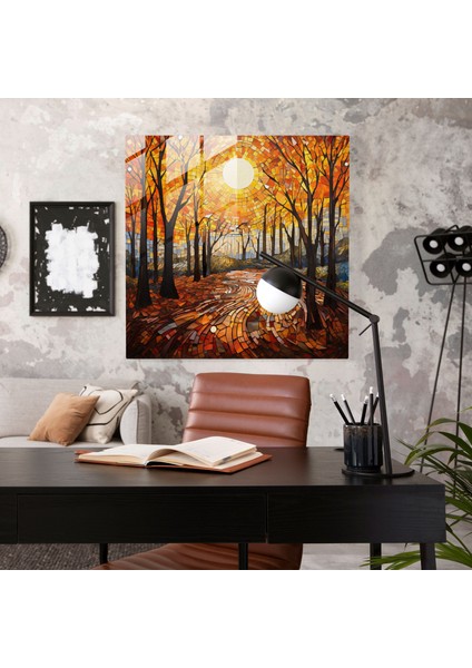 Sonbahar Mozaik Cam Baskı - Sonbahar, Vitray Eseri, Turuncu, Cam Sanatı, 30X30 fiyatları