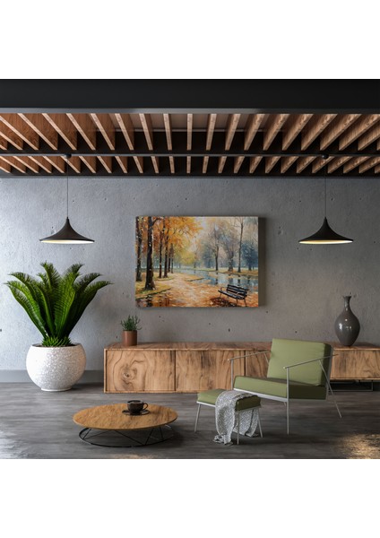 Sonbahar Duvar Tablosu - Empresyonist Park Sahnesi Kanvas Tablo - Sonbahar, Sonbahar, Empresyonist, Ev Dekorasyonu, 30X30 fiyatları
