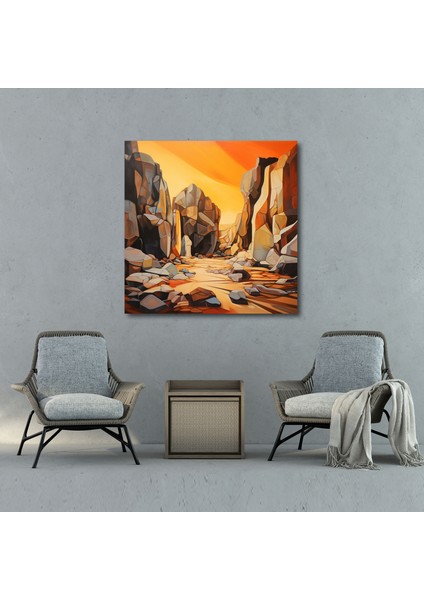 Çöl Duvar Sanatı - Soyut Işık Serabı - Çöl, Işık Oyunu, Gölgeler, Serap Etkisi, 30X30
