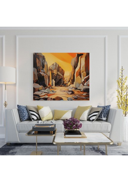 Çöl Duvar Sanatı - Soyut Işık Serabı - Çöl, Işık Oyunu, Gölgeler, Serap Etkisi, 30X30