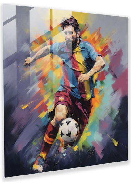 Empresyonist Cam Baskı - Lionel Messi Hareket Halinde - Lionel Messi, Lionel Messi, Duvar Dekorasyonu, Cam Duvar Sanatı, 30X30