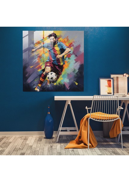 Empresyonist Cam Baskı - Lionel Messi Hareket Halinde - Lionel Messi, Lionel Messi, Duvar Dekorasyonu, Cam Duvar Sanatı, 30X30