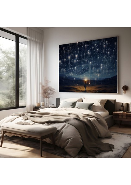 Parıltılı Kanvas Tablo - Büyüleyici Gece Gökyüzü - Parıltılı, Duvar Sanatı, Kanvas Tablo, Büyü, 30X30 modelleri