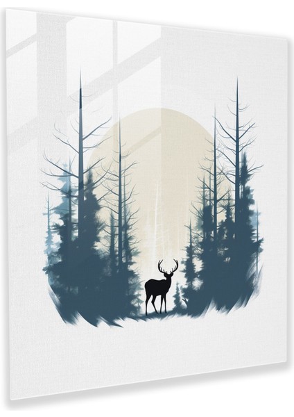 Elk Glass Print - Minimalist Çizgi Çizimi, Modern Duvar Dekorasyonu - Elk, Modern Sanat, Minimalist, Orman, 30X30