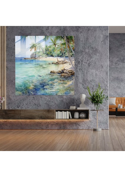Cool Paradise Cam Baskı - Cool, Tropikal, Ev Dekorasyonu, Plaj, 30X30 fiyatları