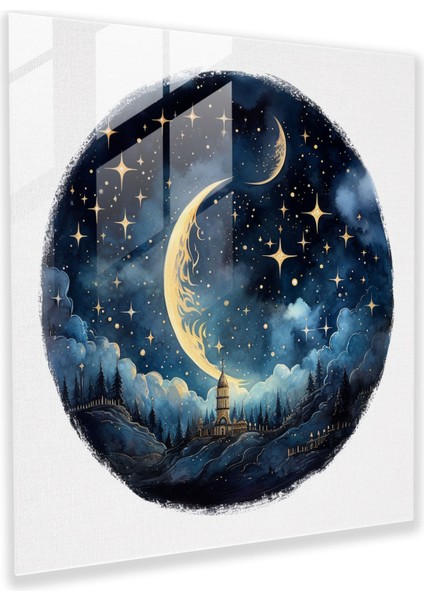 Gece Yarısı Rüyaları Cam Baskı - Gece Yarısı, Modern Sanat, Sihir, Suluboya Resim, 30X30