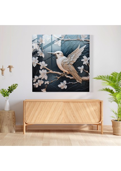 Sakin Sinek Kuşu Cam Baskı - Sinek Kuşu, Kazınmış Cam Eser, Cam Sanatı, Huzur, 30X30 modelleri