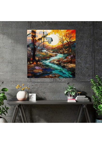 Yerli Sanatçı Cam Duvar Sanatı - Aborijin, Modern Sanat, Cam Duvar Sanatı, Duvar Dekorasyonu, 30X30 modelleri