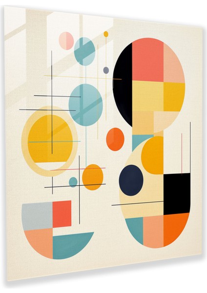 Funky Geometrik Soyut Cam Baskı - Funky, Eğlenceli Aranjman, Cam Duvar Sanatı, Cam Baskı, 30X30