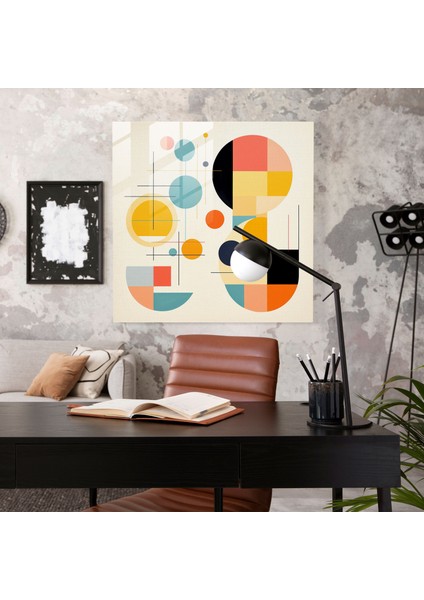 Funky Geometrik Soyut Cam Baskı - Funky, Eğlenceli Aranjman, Cam Duvar Sanatı, Cam Baskı, 30X30 fiyatları