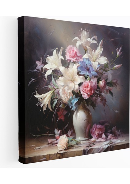 Klasik Natürmort Duvar Sanatı - Narin Çiçek Buketi - Klasik, Duvar Sanatı, Natürmort, Sakin, 30X30