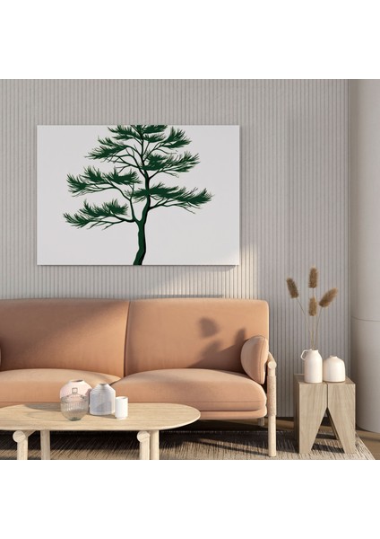 Yeşil Çam Duvar Sanatı - Yeşil Çam, Ev Dekorasyonu, Kanvas Tablo, Beyaz Arka Plan, 30X30 fiyatları