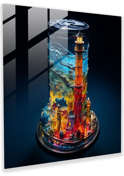 Kız Kulesi Hava Cam Sanatı - Kız Kulesi, Ev Dekorasyonu, Cam Sanatı, Cam Duvar Sanatı, 50X50