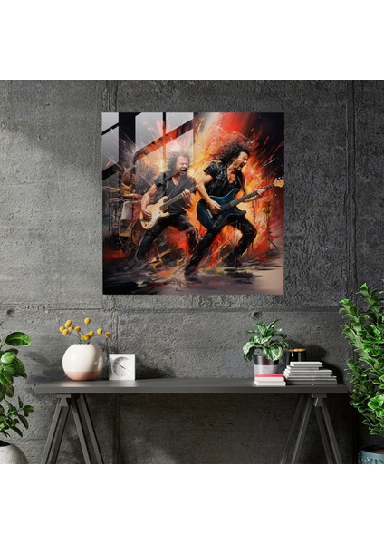 Metallica Soyut Cam Baskı - Metallica, Cam Baskı, Ev Dekorasyonu, Cam Sanatı, 30X30