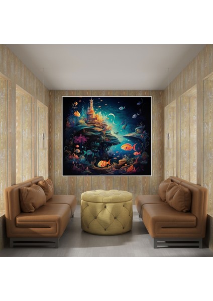 Serin Denizaltı Harikalar Diyarı Kanvas Tablo - Serin, Kanvas Tablo, Büyülü Denizaltı Dünyası, Canlı Deniz Canlıları, 30X30