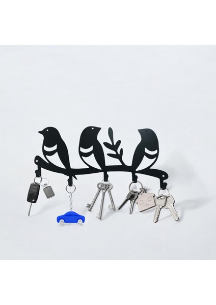 Metal Dekoratif Kuş Desenli Anahtarlık Askısı