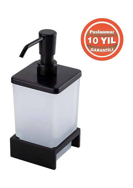 KU10-028.4 Paslanmaz Pirinç Kumru Set Üstü Cam Sıvı Sabunluk Mat Siyah