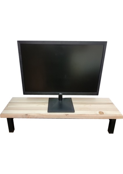 Monitör Standı - Laptop Standı - Monitör Yükseltici - Metal Ayak - Masif Ahşap Tabla