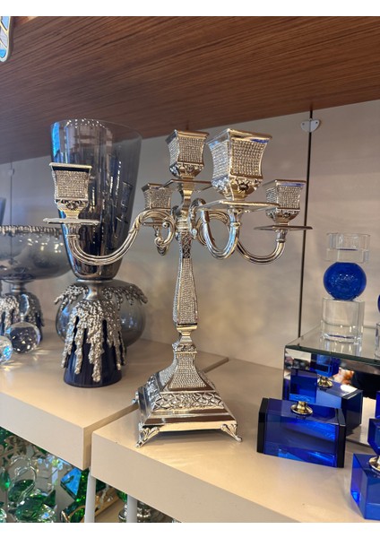 5 Kollu Swarovski Taşlı Şamdan