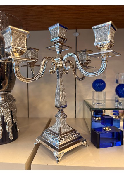 5 Kollu Swarovski Taşlı Şamdan