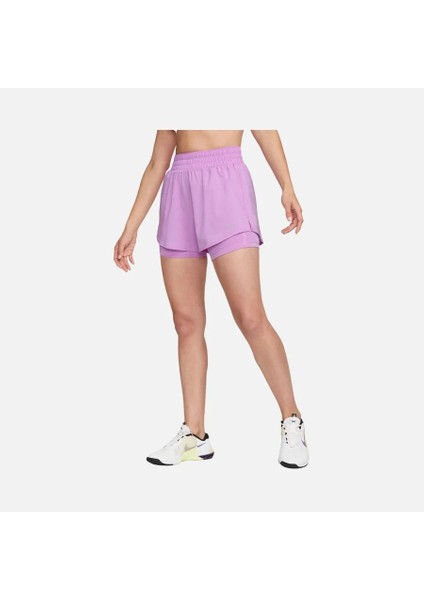 Dri-Fit One High-Waisted 3" 2-In-1 Training Kadın Taytlı Yüksel Bel Spor Mor Şort DX6016