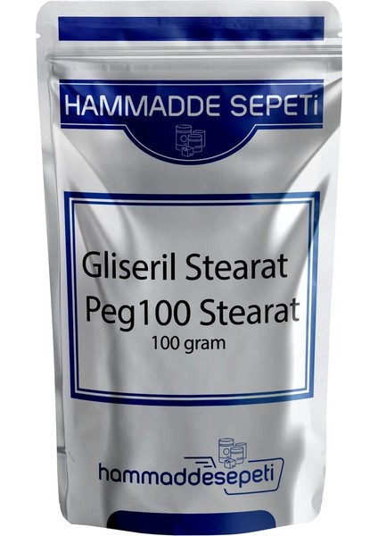 Hammadde Sepeti Gliseril Stearat PEG100 Stearat Glyceryl Stearate Peg 100 Stearate 100 Gram