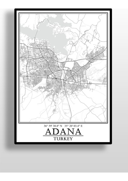 Adana Şehir Haritası Çerçevesiz Poster-Harita Sanatı, Map Art Design fiyatları