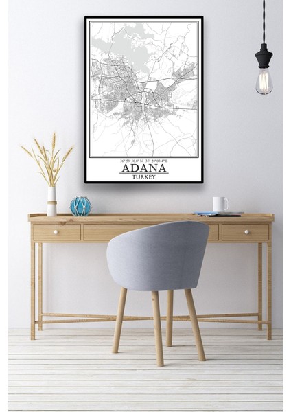 Adana Şehir Haritası Çerçevesiz Poster-Harita Sanatı, Map Art Design modelleri