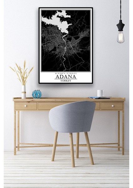 Adana Şehir Haritası Çerçevesiz Poster-Harita Sanatı, Map Art Design modelleri