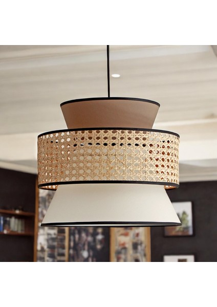 Doğal ve Şık Hazeran Kumaş Avize - El Yapımı Benzersiz Modern Tasarım Kahverengi Krem 35 cm Ocean Point