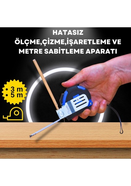 Hatasız Ölçme , Çizme, İşaretleme ve Metre Sabitleme Aparatı (5 Metre ile Birlikte)