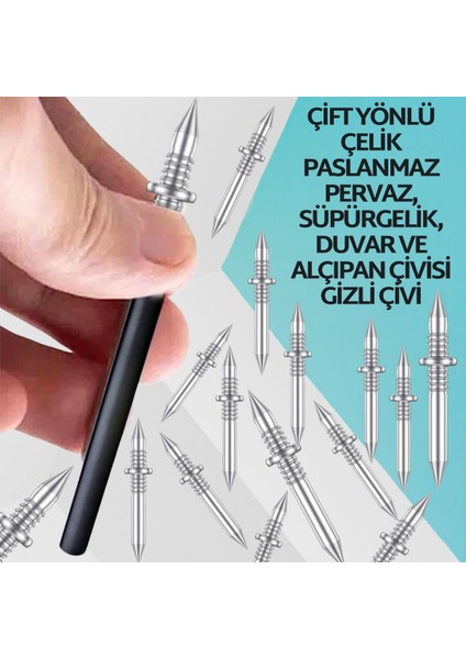 Çift Yönlü Çelik Paslanmaz Pervaz, Süpürgelik, Duvar ve Alçıpan Çivisi 250'li