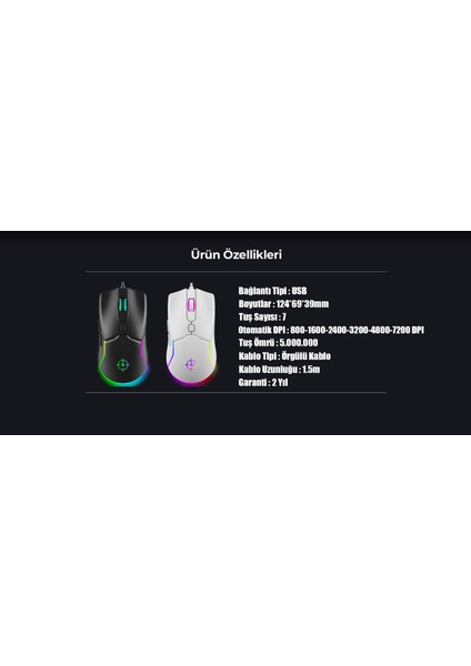 Air Rgb 7.200 Dpı 7 Tuş Profesyonel Gaming Oyuncu Mouse