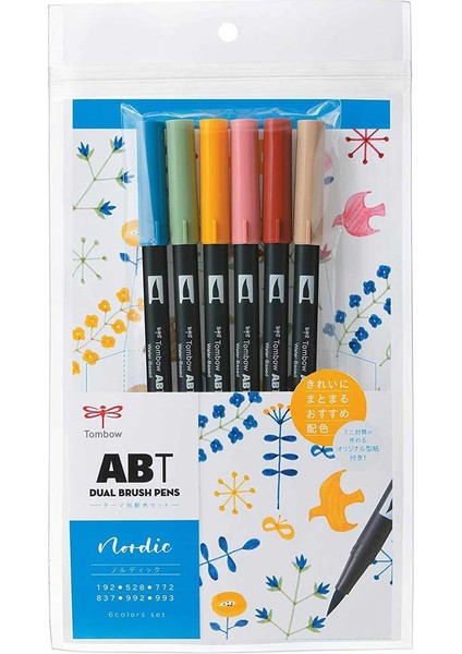 : Ab-T Dual Brush Pen Grafik Kalemi Seti : 6 Renk (Nordik Renkler)