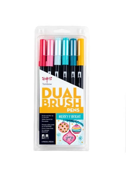 : Ab-T Dual Brush Pen Grafik Kalemi Seti : 6 Renk (Neşeli ve Parlak Renkler)