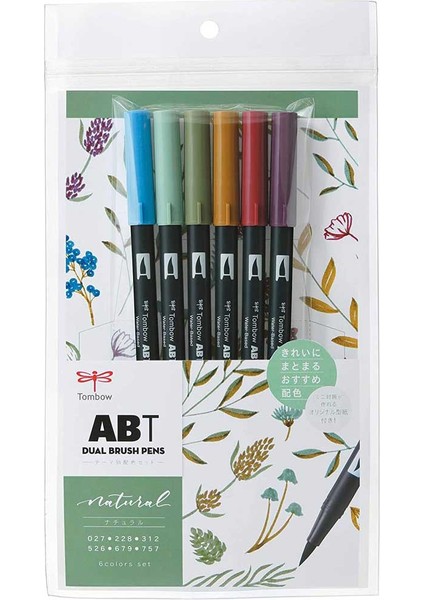 : Ab-T Dual Brush Pen Grafik Kalemi Seti : 6 Renk (Doğal Renkler)