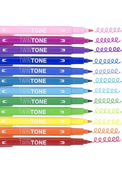 : Twin Tone Markör Seti : 12 Renk (Gökkuşağı Renkleri) modelleri