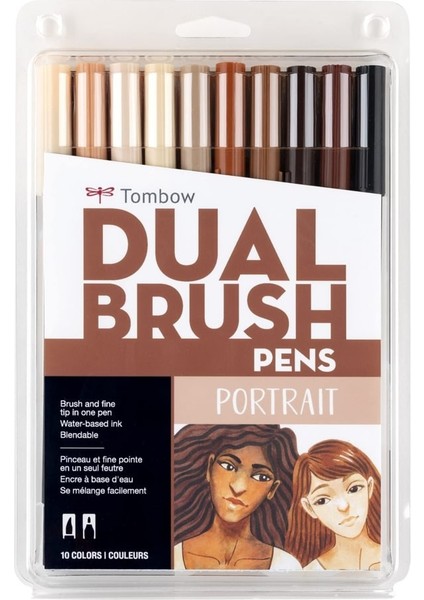 : Ab-T Dual Brush Pen Grafik Kalemi Seti : 10 Renk (Portre Renkleri)