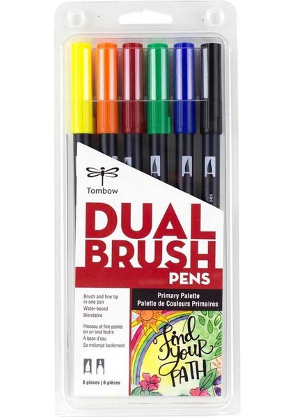 : Ab-T Dual Brush Pen Grafik Kalemi Seti : 6 Renk (Ana Renkler)