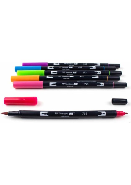 : Ab-T Dual Brush Pen Grafik Kalemi Seti : 6 Renk (Parlak Renkler) fiyatları