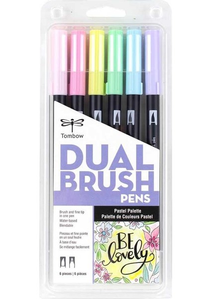 : Ab-T Dual Brush Pen Grafik Kalemi Seti : 6 Renk (Pastel Renkler)