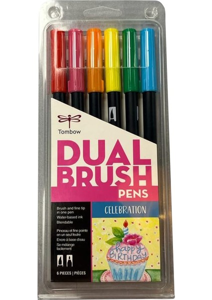 : Ab-T Dual Brush Pen Grafik Kalemi Seti : 6 Renk (Kutlama Renkleri)