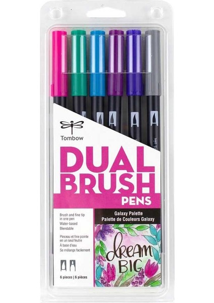 : Ab-T Dual Brush Pen Grafik Kalemi Seti : 6 Renk (Galaksi Renkler)