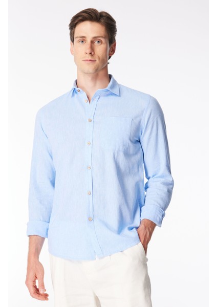 Slim Fit Gömlek Yaka Mavi Erkek Gömlek CE925SS Gömlekmavi