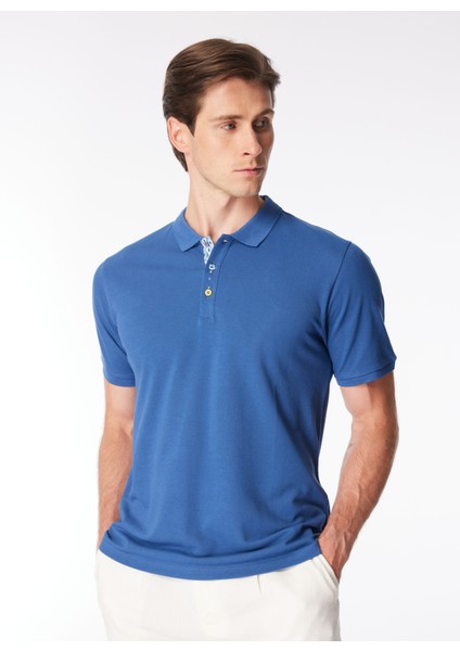 Polo Yaka Düz Çivit Erkek T-Shirt PE2706SS T-Shirtçivit Mavi