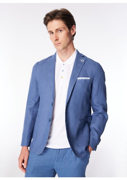 Slim Fit Çivit Erkek Düz Ceket GAE949SS Ceketçivit Mavi