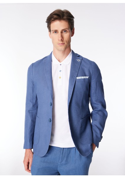 Slim Fit Çivit Erkek Düz Ceket GAE949SS Ceketçivit Mavi