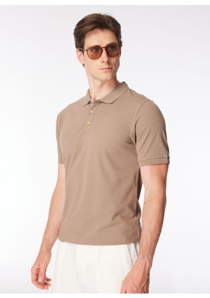 Polo Yaka Düz Kahve Erkek T-Shirt PE2706SS T-Shirtkahve
