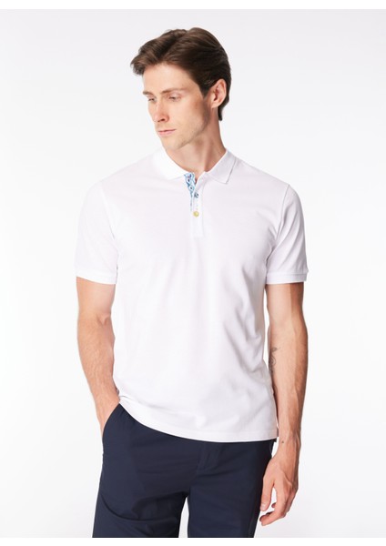 Polo Yaka Düz Beyaz Erkek T-Shirt PE2706SS T-Shirtbeyaz