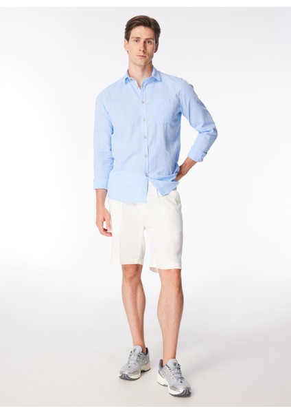 Slim Fit Gömlek Yaka Mavi Erkek Gömlek CE925SS Gömlekmavi